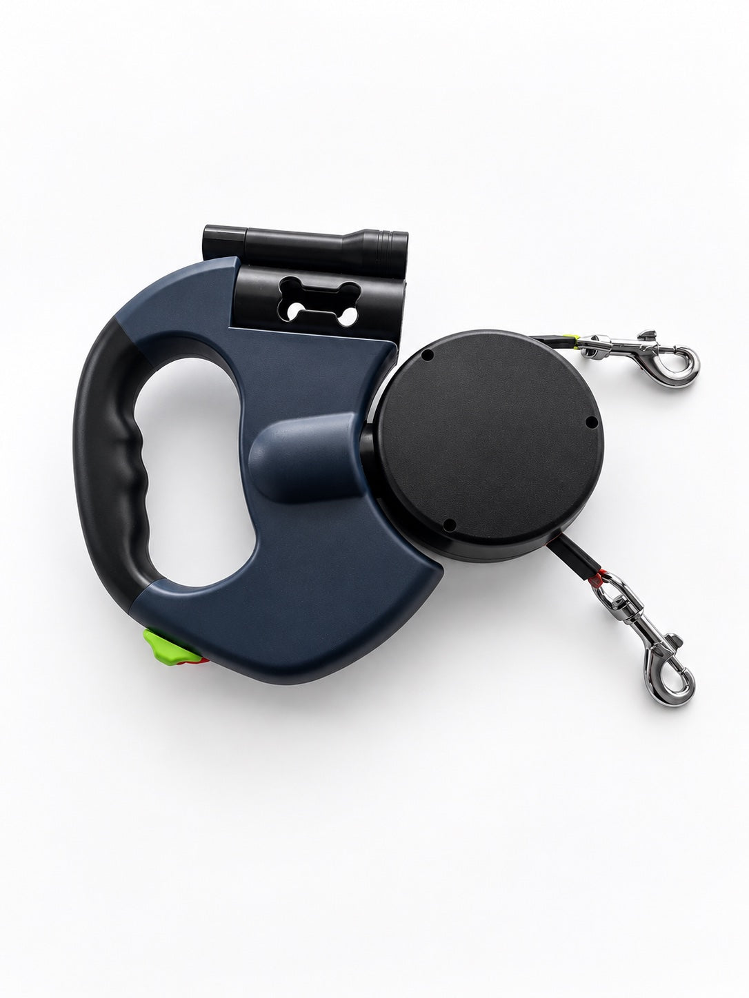 QuietPaw double dog leash handle with two retractable leads and clips